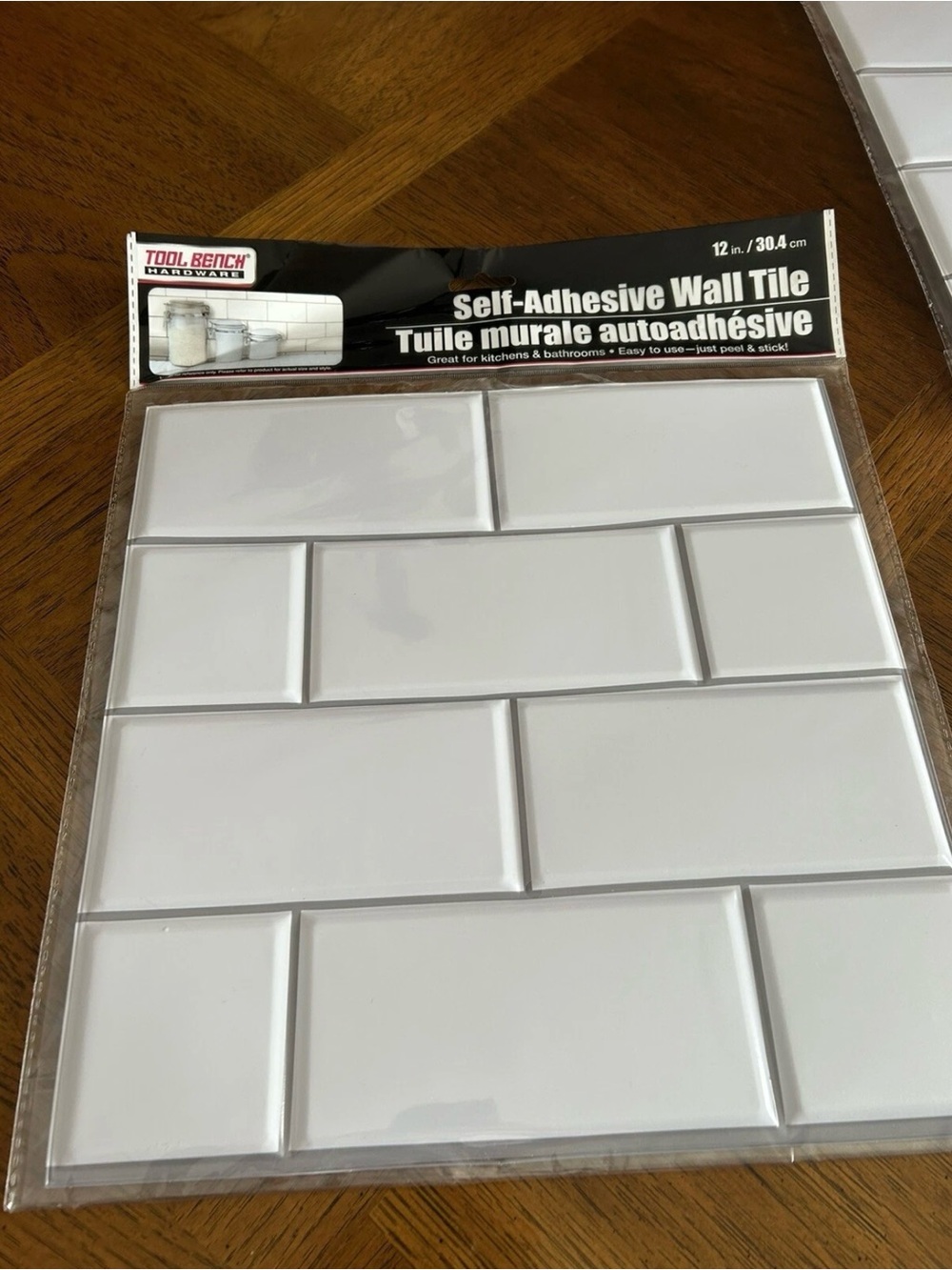 Set of 4 Self Adhesive Plastic White Wall Tile, 12 Inch/30.4 cm